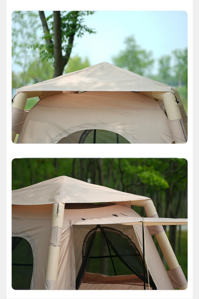 4 Kişilik Tenteli Şişme Çadır 210D Kumaş (Şişirme Pompası Hediye)