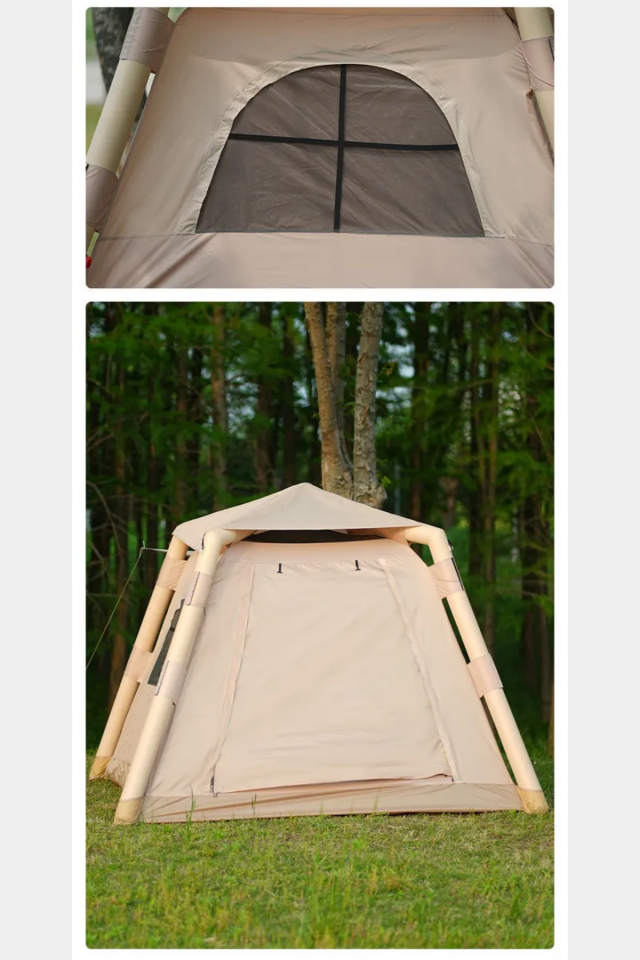 4 Kişilik Tenteli Şişme Çadır 210D Kumaş (Şişirme Pompası Hediye)