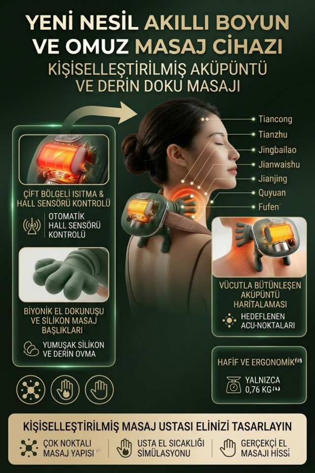 Çok Amaçlı Boyun, Omuz ve Vücut Masaj Cihazı